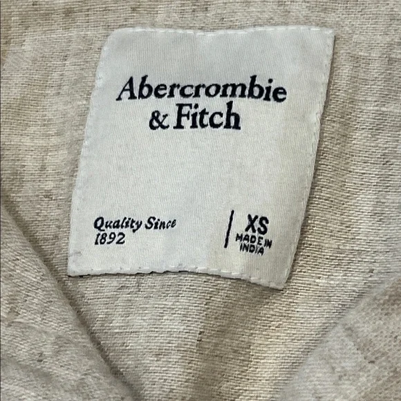 Abercrombie & Fitch Linen Blend Cream Long Sleeve Shirt Dress (Belt Missing) XS - Picture 7 of 12